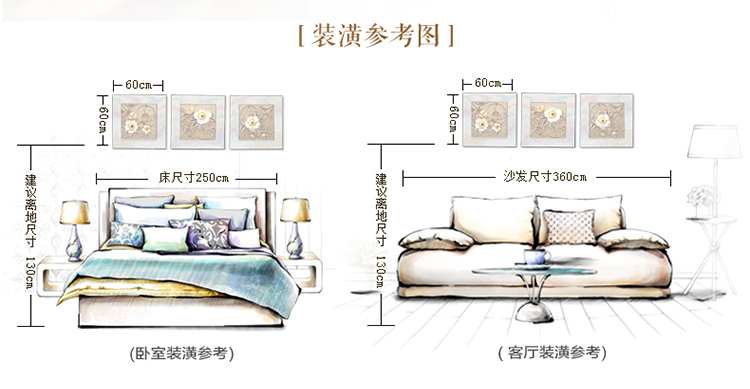 福雕家饰 现代装饰画卧室画玄关画中式画 无框三联浪漫唯美风格 家居浮雕画挂画立体画 挚爱 咖啡色-深咖啡色底板  60*60*3
