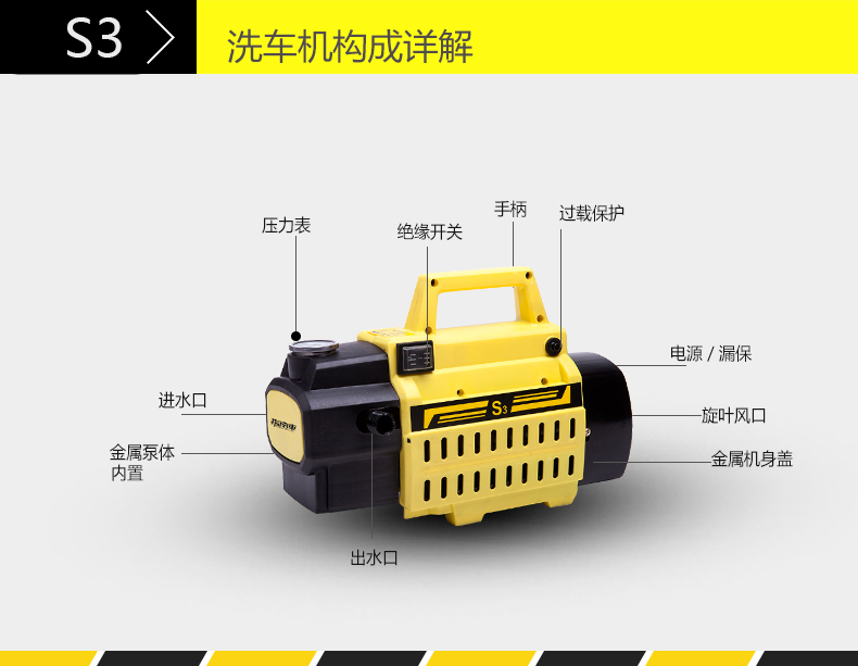 指南车 家用高压洗车机220v清洗机商用洗车机器全铜感应电机电动洗车