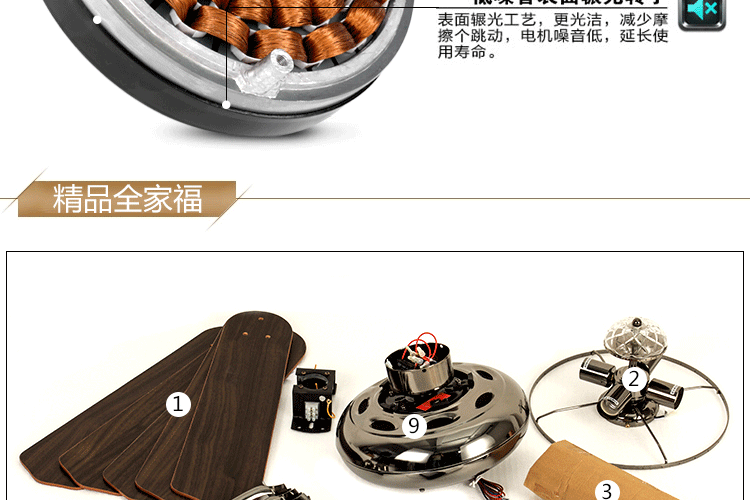 帝帛灯饰 奢华风扇灯热销现代简约时尚带灯风扇复古水晶吊扇灯 Y29-5Y4L壁控 配LED灯泡