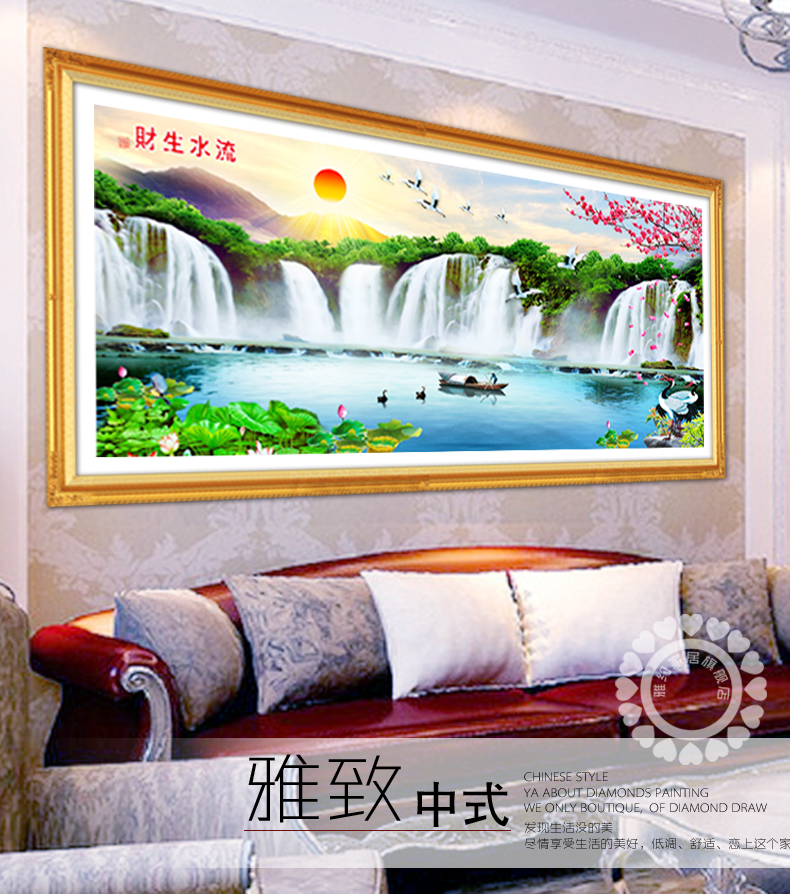 
                                        月光钻钻石画圆钻流水生财钻石绣DIY十字绣粘钻贴钻画客厅大幅系列190*90圆钻满钻 BAJ满钻钻石画170*80                