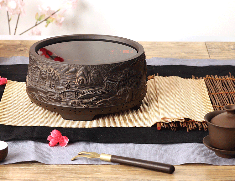 
                                        【盛虎堂铁壶旗舰店】台湾原矿陶土电陶炉 线路版按键式手工铁壶银壶铜壶电热茶炉无辐射 田园 田园居士 功率1200瓦                