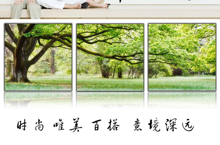 客厅现代简约装饰画卧室装饰画挂画壁画三联无框画餐厅玄关沙发背景墙装饰画 S06绿色幸福树 70*70