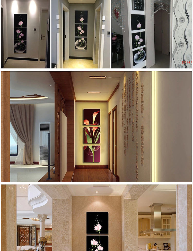 沂憬郦佳玄关装饰画无框三联画 玄关装饰画竖版 过道挂画 走廊壁画墙