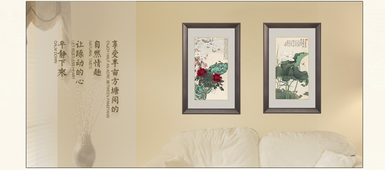 
                                        吉运来卧室沙发客厅装饰画墙画挂画中式壁画有框张大千-五色荷花 香槟银GHXS-611 外框尺寸72*120cm                