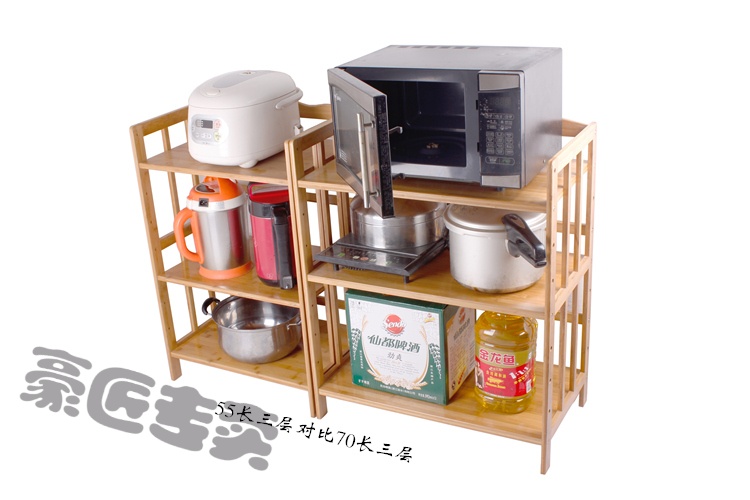 厨房置物架微波炉架收纳储物架多功能层架落地实木架子蔬菜架烤箱 60
