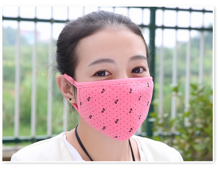 爱度ks女生爱蝴蝶结纯棉口罩情侣保暖双层学生防尘太空棉口罩2个装颜色随机 蝴蝶口罩 1