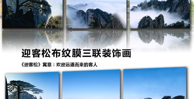 客厅现代简约装饰画三联画壁画挂画无框画 餐厅客厅卧室装饰画 迎客松 S28迎客松 70*70