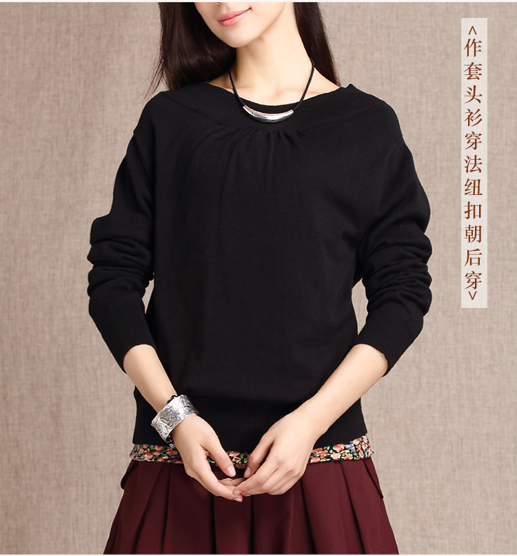 一衣江南 2015春季女装新款宽松低领前后两穿抽绳长袖针织毛衣开衫K009 姜黄/秋香绿 M