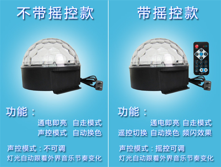 
                                                            爱韵馨华 魔球彩灯魔幻七彩闪光束 满天星节日浪漫灯音响舞厅舞台灯婚房布置装饰灯KTV灯光 9色带显示                