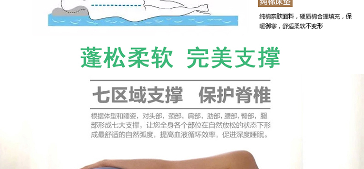 盛佳家纺 加厚纯棉双人床垫宿舍单人床褥子地垫被榻榻米地铺 150*195cm
