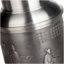 品茶忆友 锡制茶叶罐 兰亭序茶叶盒 纯锡茶盒 密封罐 茶道配件 竹林七贤特大号