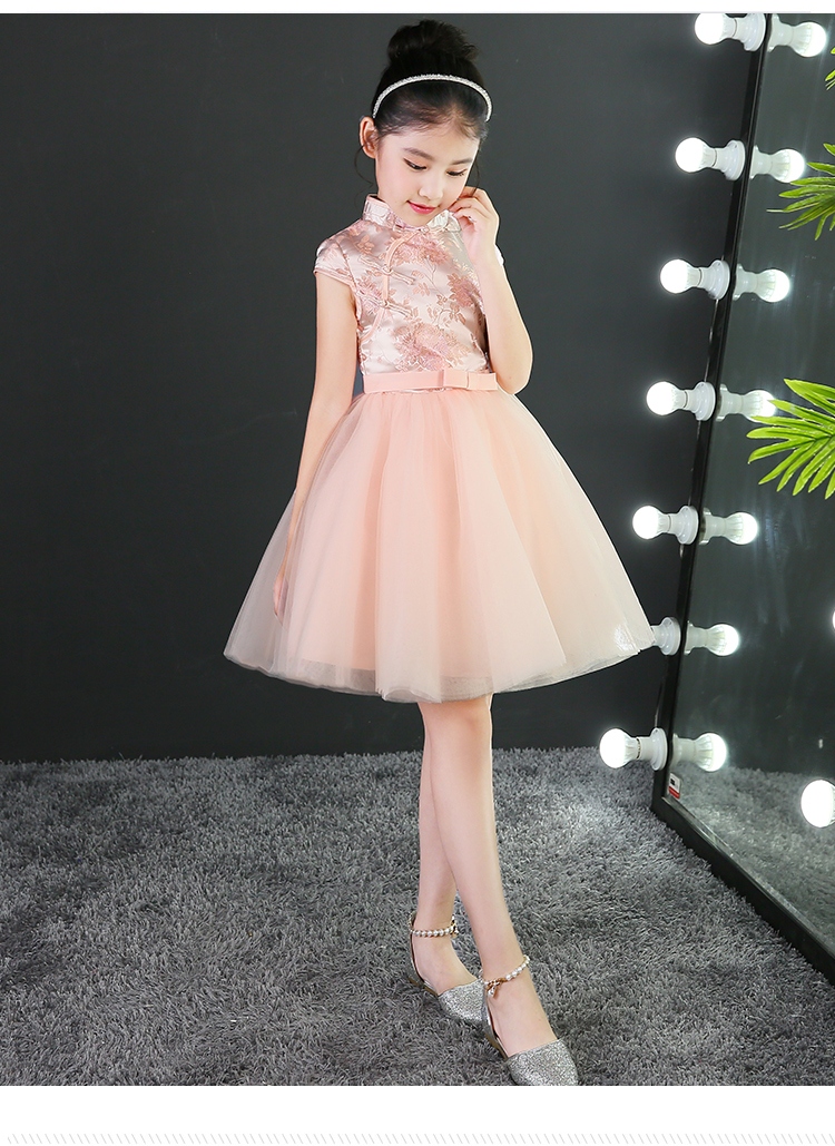 儿童旗袍裙2017新款女大童礼服公主裙古筝演出服蓬蓬裙生日连衣裙