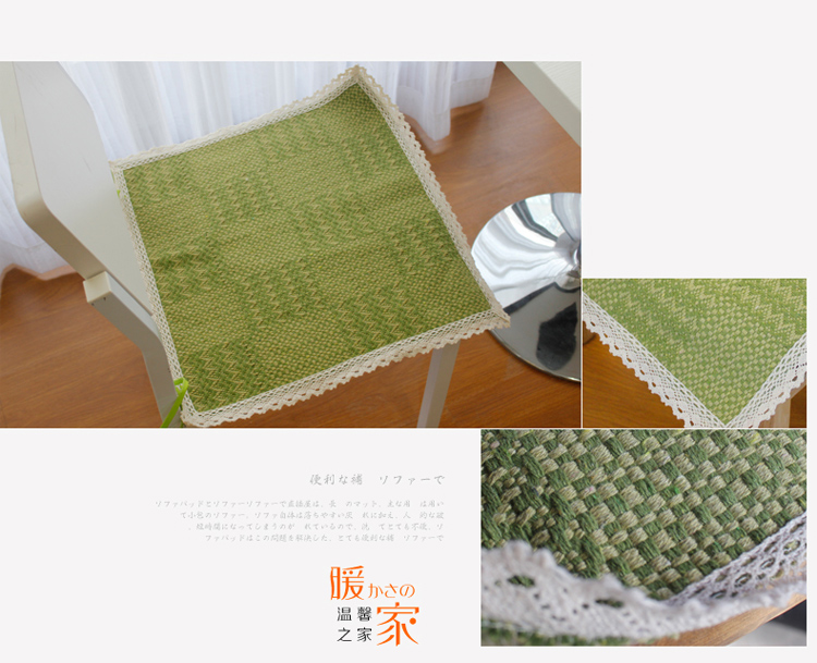 菲格迪娅 日式棉线编制45*45四季通用椅垫坐垫餐椅垫凳子防滑透气 翡翠绿 45*45cm