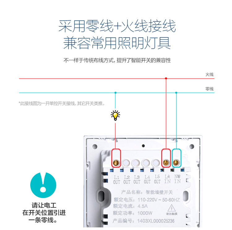 优狐飞鱼玻璃触摸小开关触控墙壁电源插座86型面板三联中途电灯 钢化