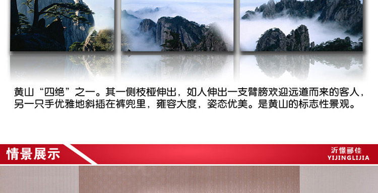 客厅现代简约装饰画三联画壁画挂画无框画 餐厅客厅卧室装饰画 迎客松 S28迎客松 70*70