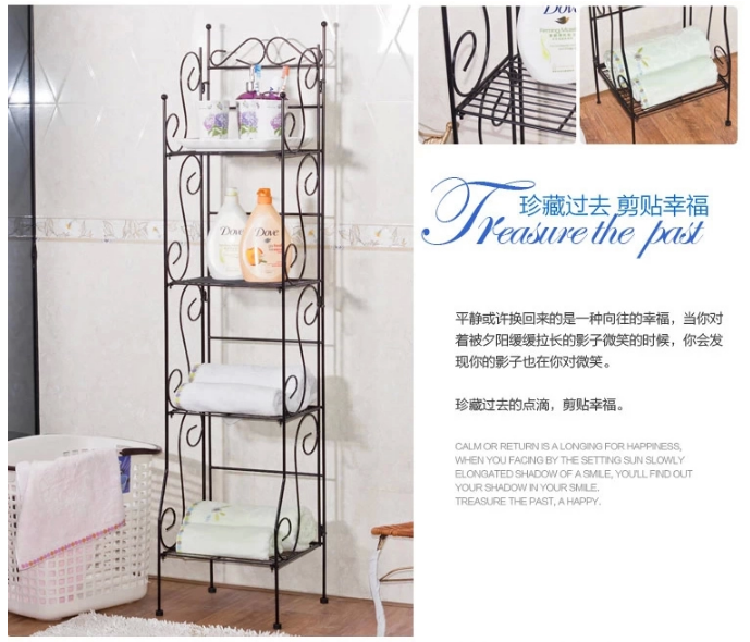 诗诺雅欧式田园铁艺花架 落地式四层置物架厨房浴室搁板收纳层架