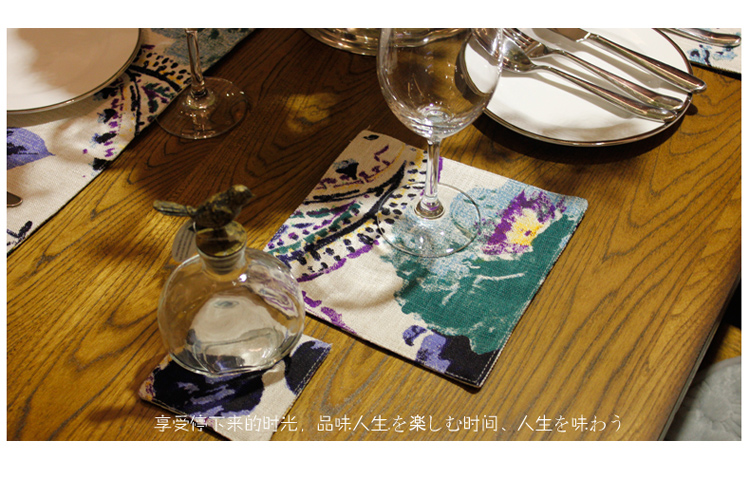 菲格迪娅 棉麻双面餐垫杯垫碗垫印花面料复古大气高档文艺 水墨天下餐垫 30*45cm
