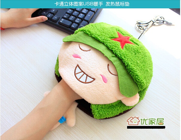 圣羽USB暖手鼠标垫 绿色大兵
