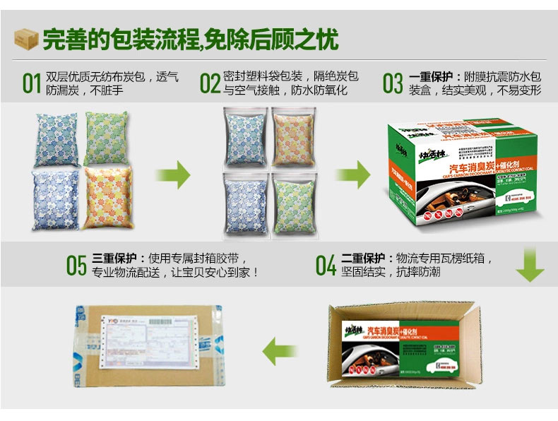 快活林活性炭 汽车除味除甲醛去味车用活性炭包 2kg汽车炭两件装