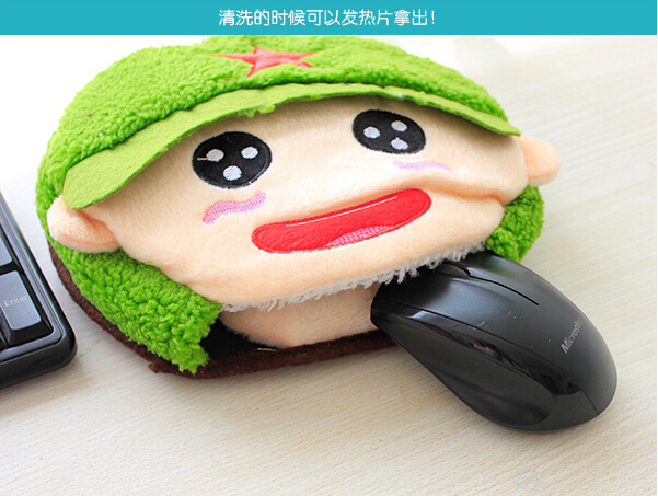 圣羽USB暖手鼠标垫 绿色大兵