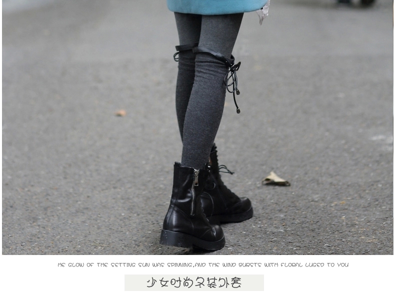 伊凡菲 可爱少女装2015冬季新品初高中女学生装 甜美加厚毛呢大衣女连帽中长款绒衣 灰色 XL