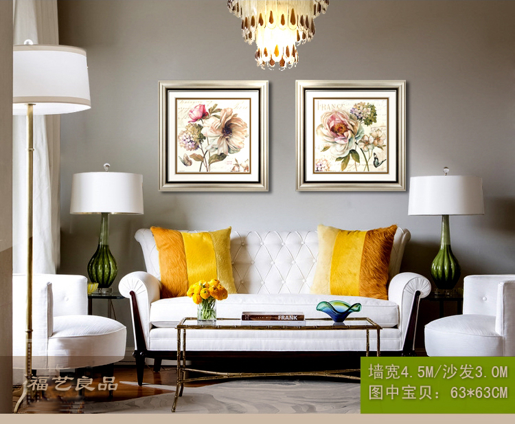 
                                                            福艺良品 欧式客厅装饰画沙发背景挂画卧室床头画玄关画美式壁画 整套二幅价格 50*50                