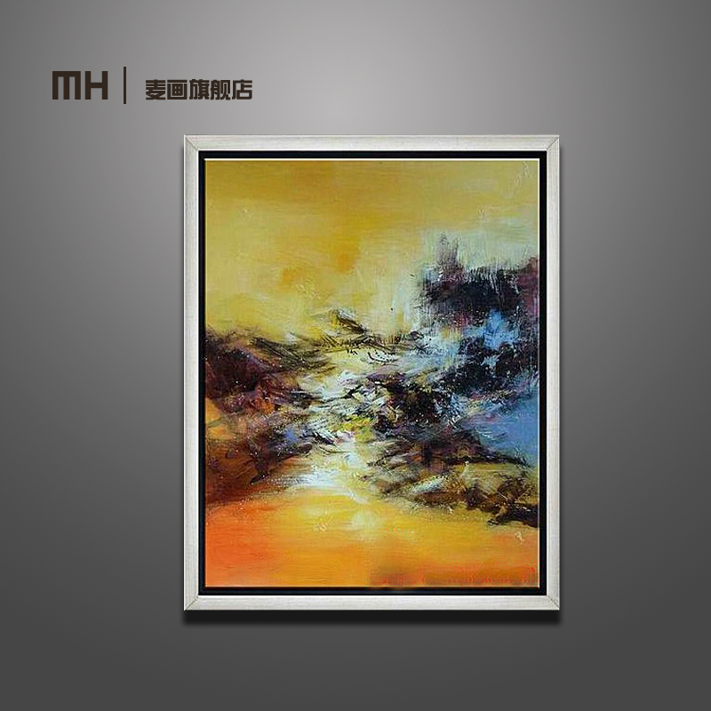 
                                        麦画 纯手绘油画 赵无极油画 客厅装饰画 壁画 三联抽象油画 简约现代酒店挂画 WJ06 3组合 含框尺寸60*80cm                