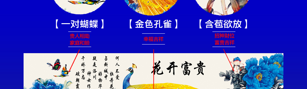 
                                        摩梭情十字绣花开富贵孔雀牡丹繁花似锦新款客厅大幅满绣系列 中格三股绣 149*63厘米满绣棉线                