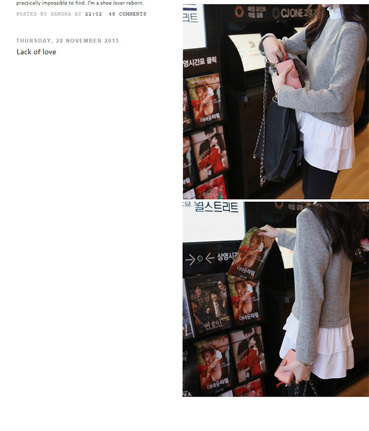 情玛妮   2015新款女装衬衫韩版修身荷叶边针织衬衣长袖假两件打底衫潮N910