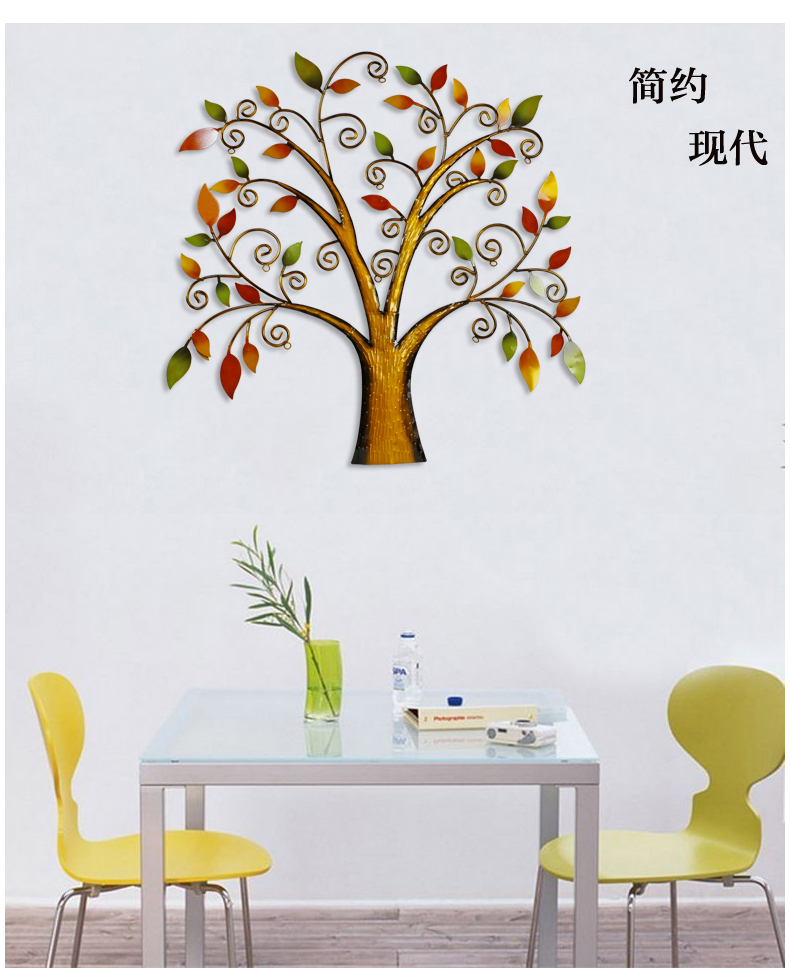 欣润 照片墙组合 欧式大相片墙创意多相框金属边框 客厅现代简约植物装饰品 客厅墙面装饰画 树色 高度 69CM 6个相框+树