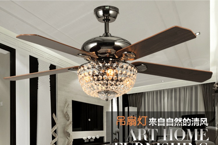 帝帛灯饰 奢华风扇灯热销现代简约时尚带灯风扇复古水晶吊扇灯 Y29-5Y4L壁控 配LED灯泡