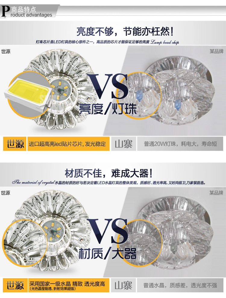 世源 LED筒灯射灯3W客厅背景墙天花灯 开孔6.0-9.0公分 CL9095 暖白光3W暗装