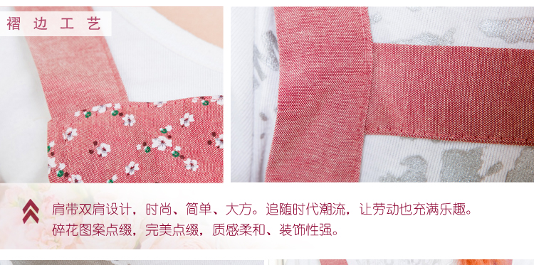 朴宿PUSU布艺围裙韩版时尚厨房家居罩衣防油污可爱全棉公主围裙 小梅花红色 均码