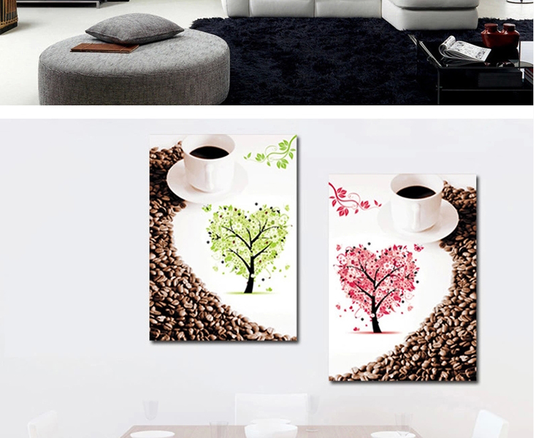 客厅装饰画现代简约 餐厅卧室挂画装饰画沙发背景墙无框画爱心咖啡 爱心咖啡 50长*70高(竖版)