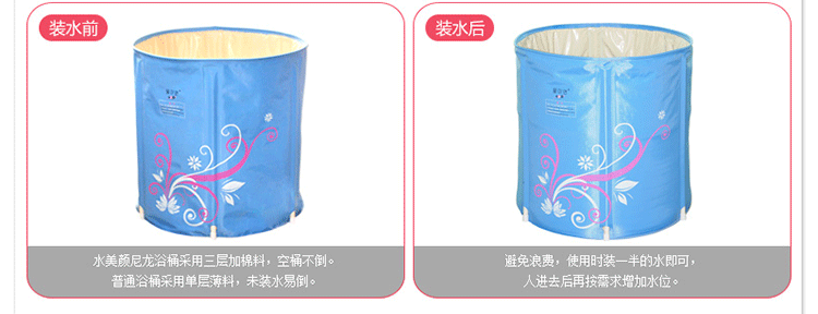 
                                                                                水美颜 成人加厚折叠小户型室内泡澡桶沐浴桶 加厚塑料大人洗澡盆洗澡桶桑拿浴箱  儿童免充气浴缸 深蓝星空（单层）65X65+盖子+5个浴袋                