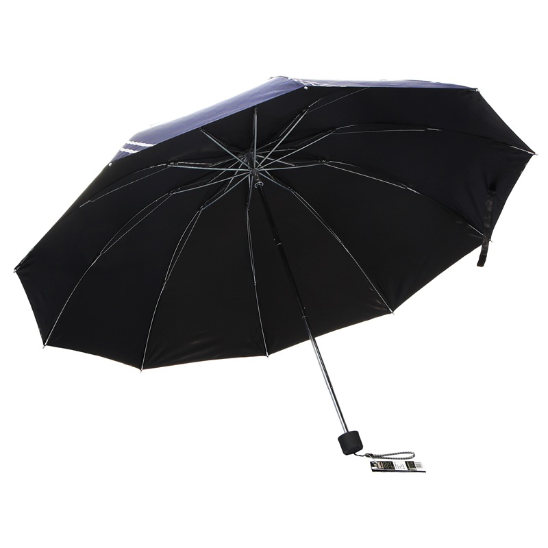 天堂伞 英伦风格黑胶加大三折晴雨伞32248ELHB藏...