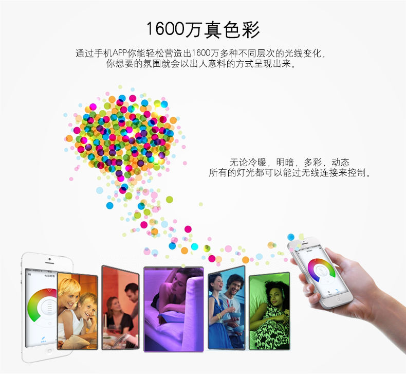 莱维LED智能灯泡led智能灯手机WIFI无线智能家居智能七彩灯 ktv灯光 摩灯RGB