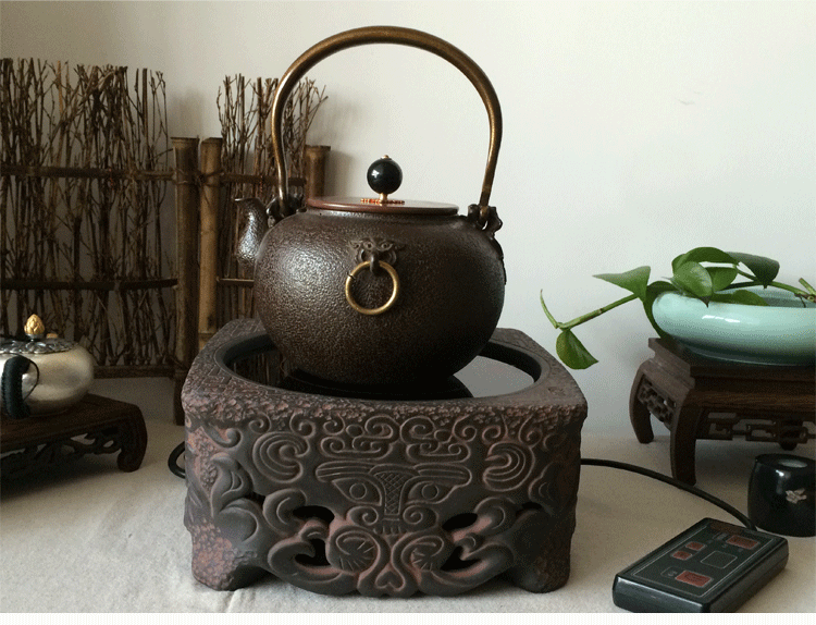 
                                        【盛虎堂铁壶旗舰店】台湾原矿陶土电陶炉 线路版按键式手工铁壶银壶铜壶电热茶炉无辐射 田园 田园居士 功率1200瓦                
