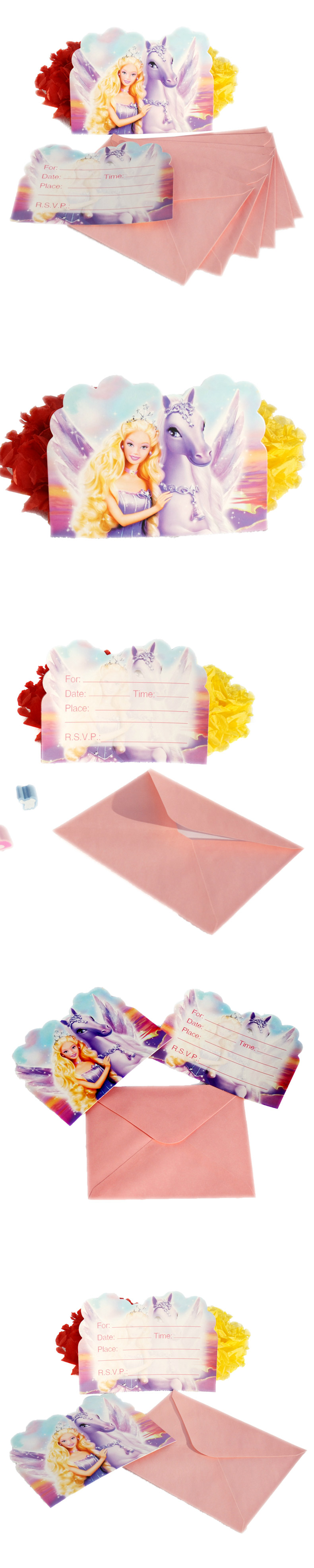
                                        孩派/生日派对用品/主题派对用品/生日用品/芭比娃娃邀请卡/6个                