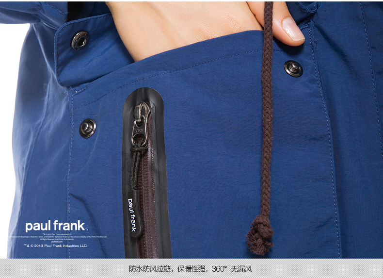 paulfrank大嘴猴2015春季新款女式防风防水加厚长款棉服paulfrank正品 藏青色 XL