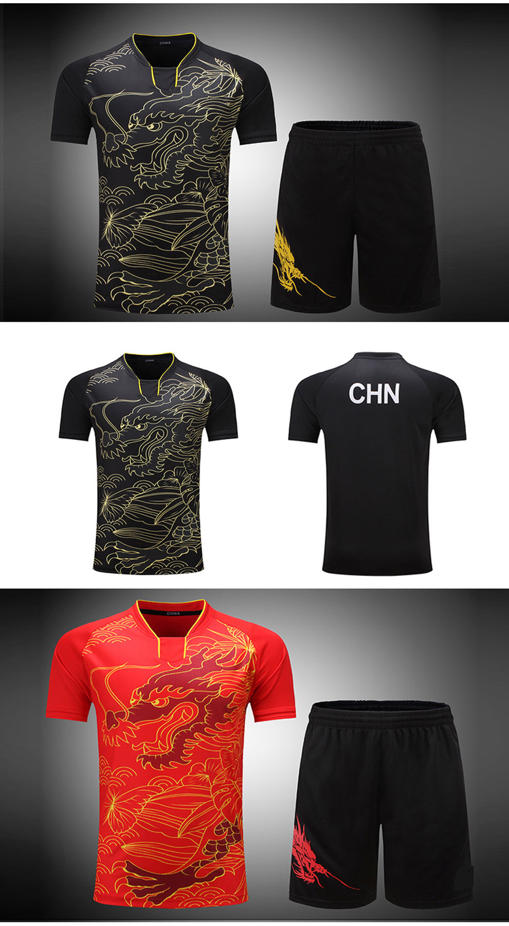 比布狼乒乓球服龙舟服套装中国队龙纹亲子装儿童乒乓球衣比赛服团购