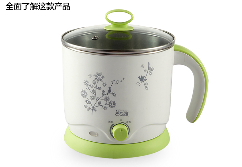 哥尔多功能电热锅 电煮锅电热杯 迷你小电锅学生煮面锅家用电火锅 绿色(单层)