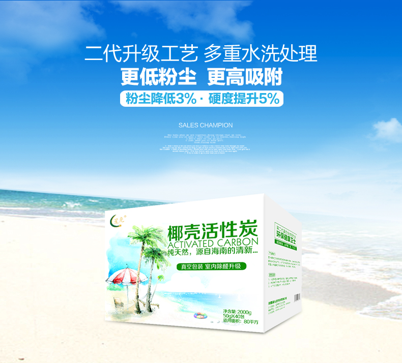 海南星光活性炭 除甲醛家用净化除味椰壳炭包 2000g
