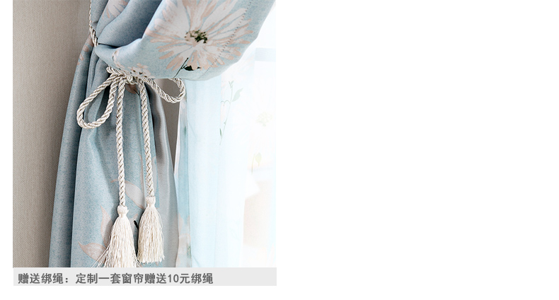 魔方 窗帘定制布料韩式田园客厅高档成品卧室现代风格*等风来 等风来-蓝色单面布(可改高) 定制挂钩1米宽专拍