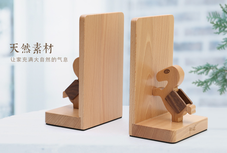 
                                                                                初心小马书本书挡创意摆件大号实木书立书靠书立架书夹书房摆件 小马书挡一对装                
