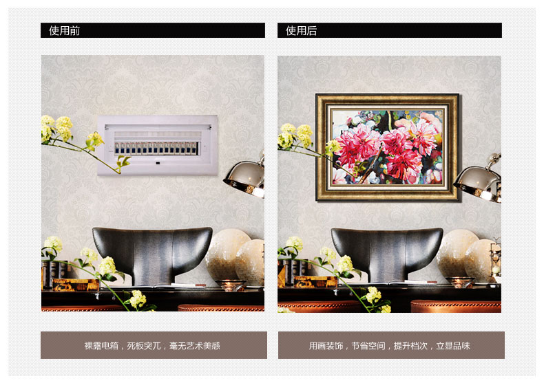 挡电箱画推拉电表箱遮挡画欧式壁画配电箱遮画隐藏电闸盒 电表箱装饰画 A款 54*70