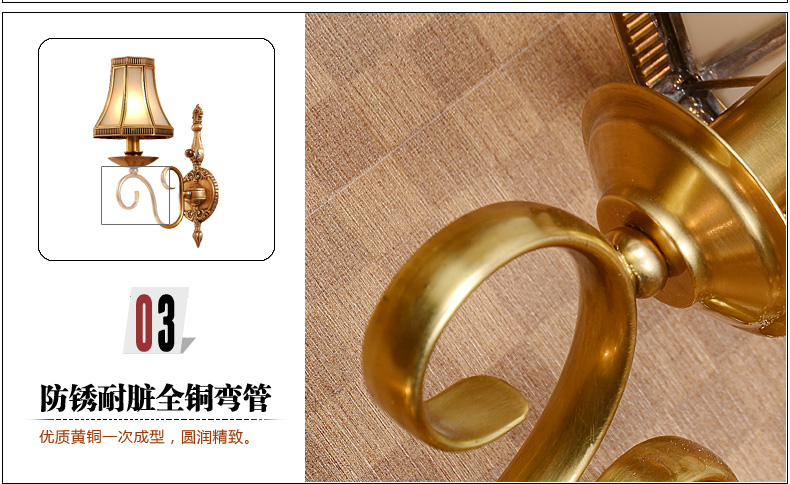 卡农灯饰 全铜壁灯美式灯 简约欧式床头灯 卧室客厅灯 双头壁灯 双头壁灯