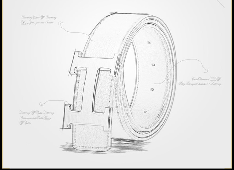 英鄂eingcorce h扣皮带男士真皮 h头层牛皮皮带腰带男