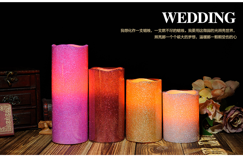 
                                        聚堂部落（jutangbuluo） 金色银色红色粉末led电子蜡烛灯 家居婚庆 酒吧装饰 红色外壳 直径7.5X20cm                