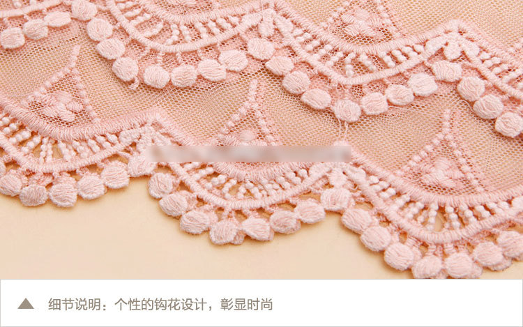 漫妮衣舍2015春秋装镂空蕾丝拼接假两件套针织衫圆领长袖中长款套头薄款毛衣打底衫 粉红色